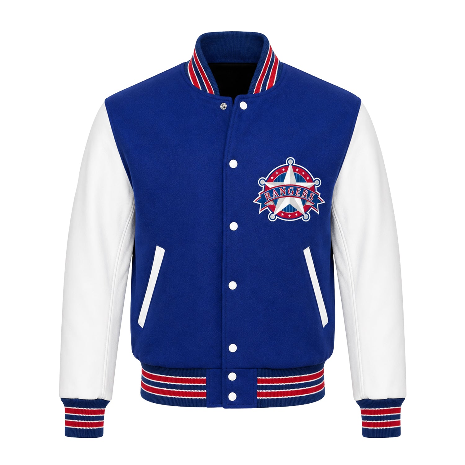MLB Men's Texas Rangers Blue & White Varsity Jacket