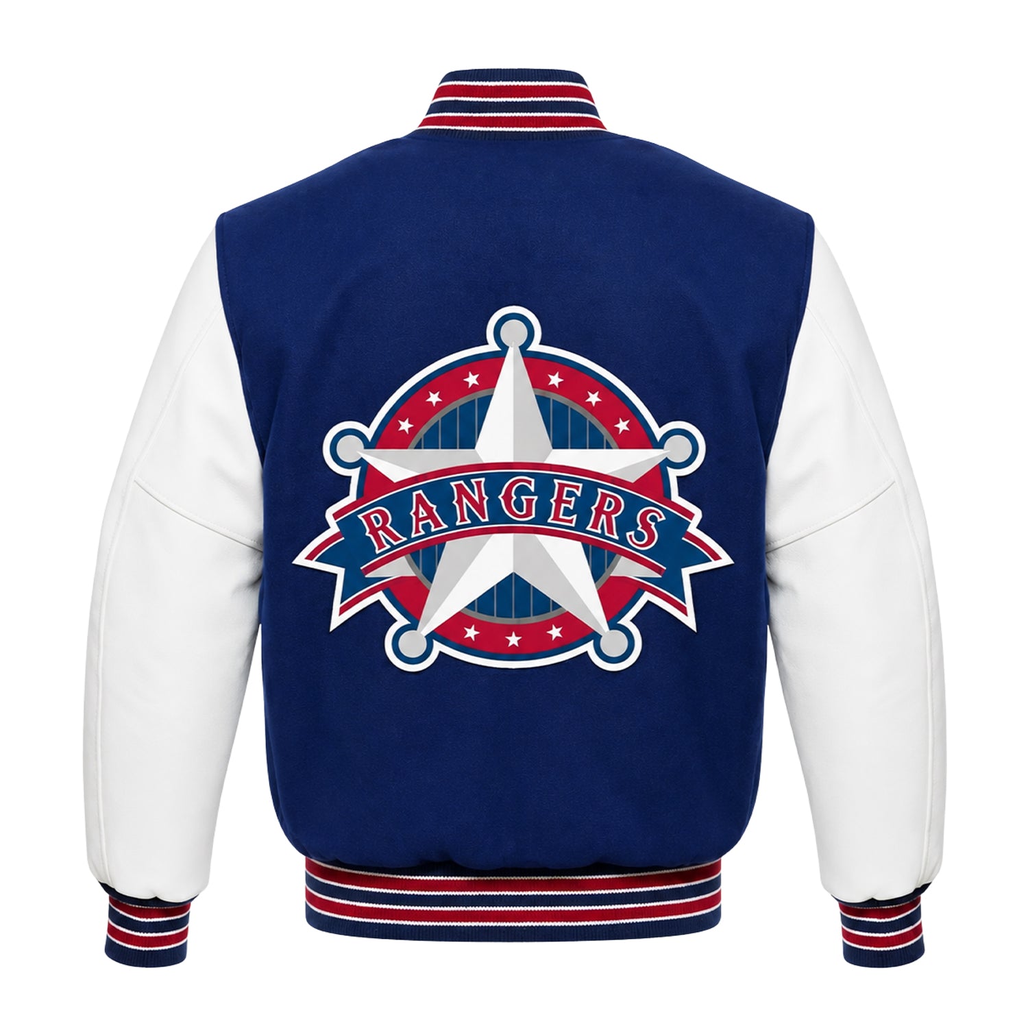 MLB Men's Texas Rangers Blue & White Varsity Jacket (Back)