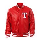 MLB Men's Texas Rangers Red Wool & Leather Varsity Jacket