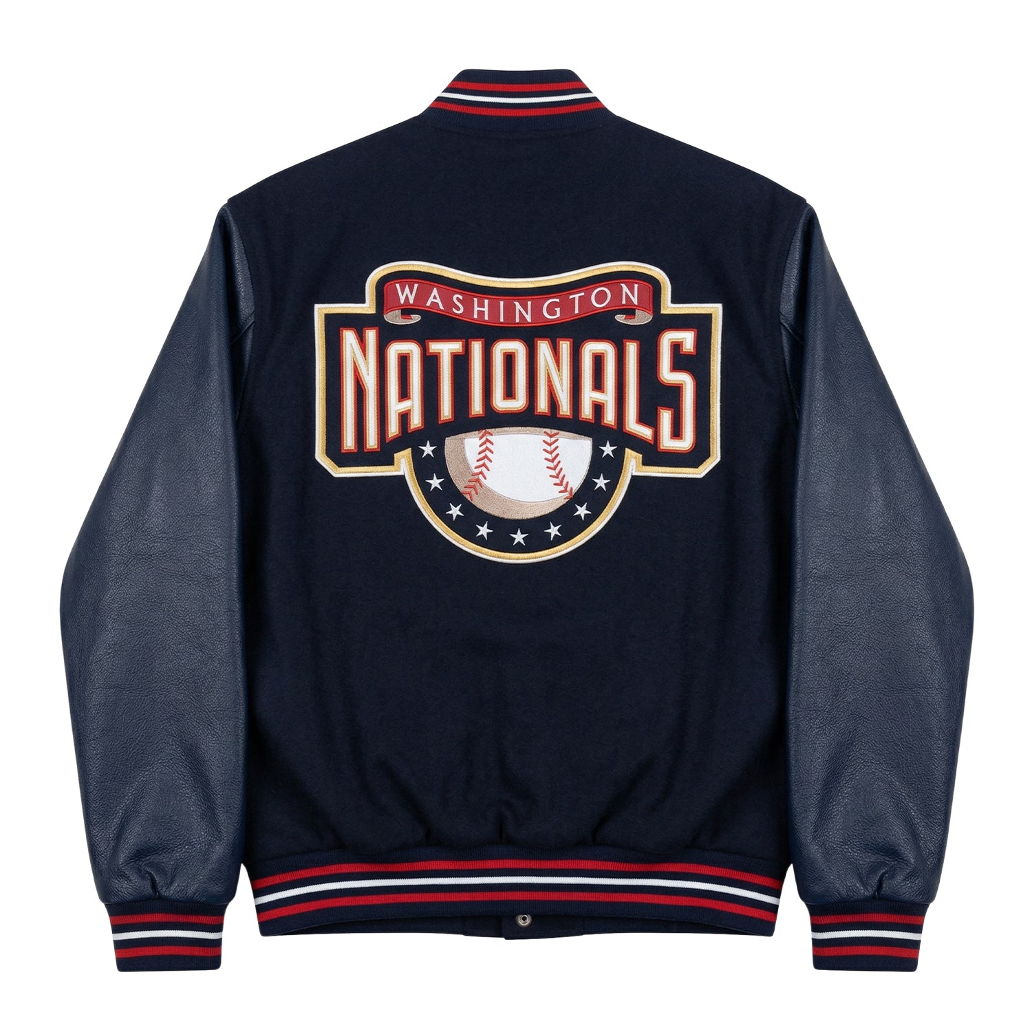 MLB Men's Washington Nationals Navy Blue Varsity Jacket (Back