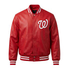 MLB Men's Washington Nationals Red Leather Varsity Jacket
