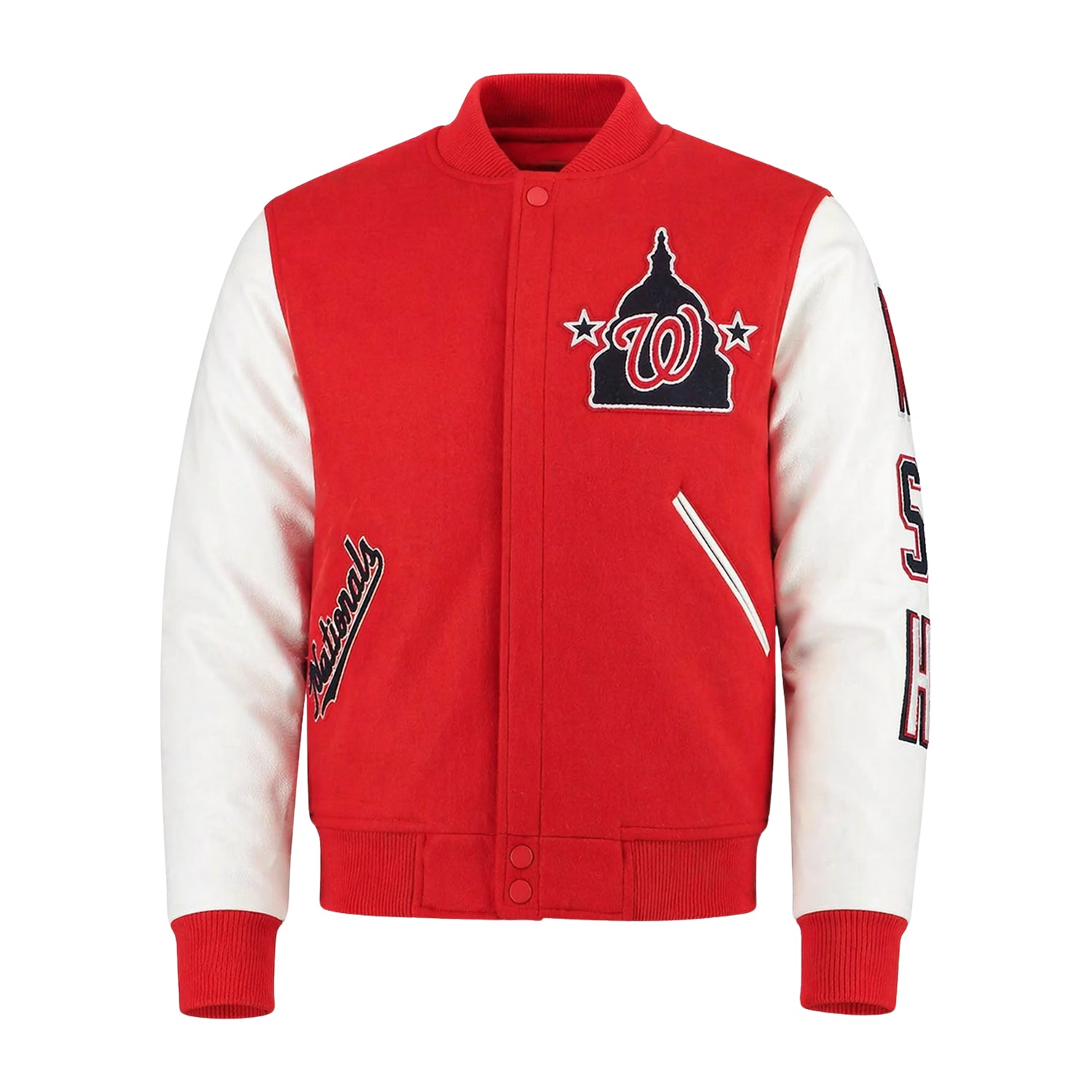 MLB Men's Washington Nationals Red and White Varsity Jacket