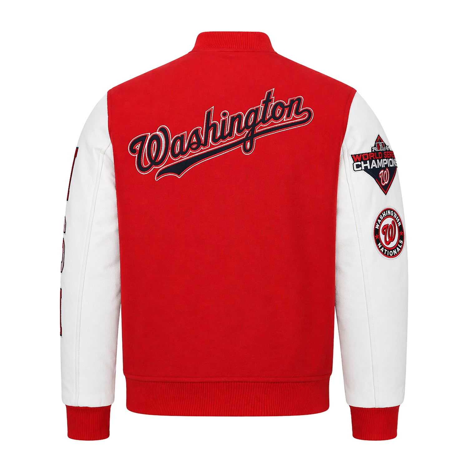 MLB Men's Washington Nationals Red and White Varsity Jacket (Back)