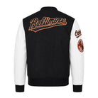 MLB Men's Baltimore Orioles Black & White Wool Varsity Jacket (Back)