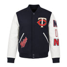 MLB Men's Minnesota Twins Black Wool & Leather Varsity Jacket