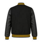 MLB Men's Pittsburgh Pirates Black Leather Varsity Jacket (Back)