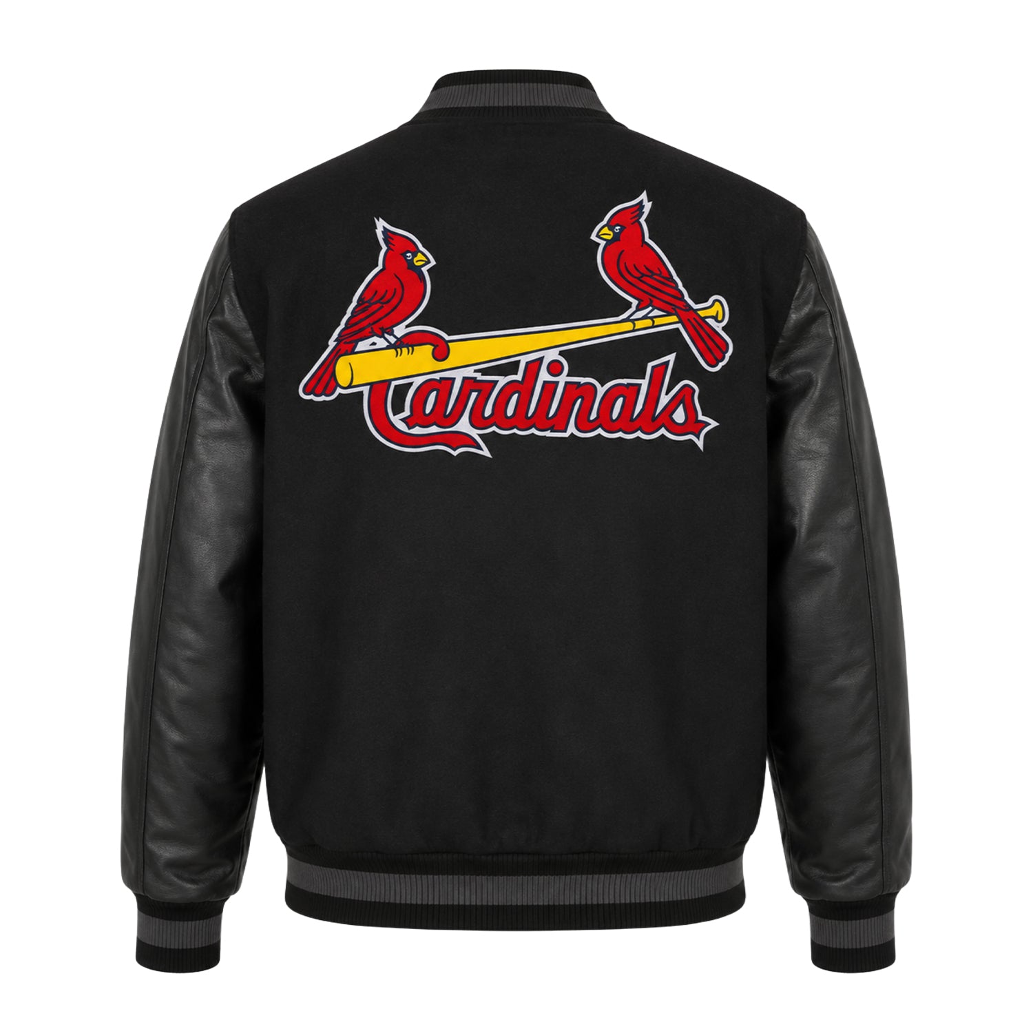 MLB Men's St Louis Cardinals Black Varsity Jacket (Back)