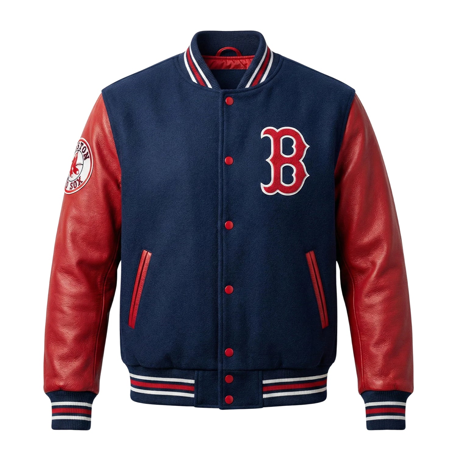 MLB Women's Boston Red Sox Red & Navy Blue Varsity Jacket