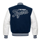 MLB Women's Detroit Tigers Blue and White Varsity Jacket (Back)
