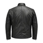 Man's Biker Superman Smallville Steel Shield Black Leather Jacket (Back)
