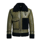 Men's B3 Flight Black Fur Olive Green Shearling Jacket
