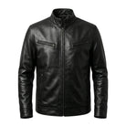 Men's Biker Asymmetric Zip Black Leather Jacket