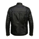 Men's Biker Asymmetric Zip Black Leather Jacket (Back)