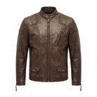 Men's Biker Tea Core Brown Leather Jacket