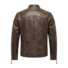 Men's Biker Tea Core Brown Leather Jacket (Back)