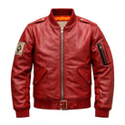 Men's Bomber Ace of Spades Patch Leather Jacket