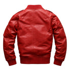 Men's Bomber Ace of Spades Patch Leather Jacket (Back)