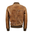 Men's Bomber Distressed Finish Brown Leather Jacket (Back)