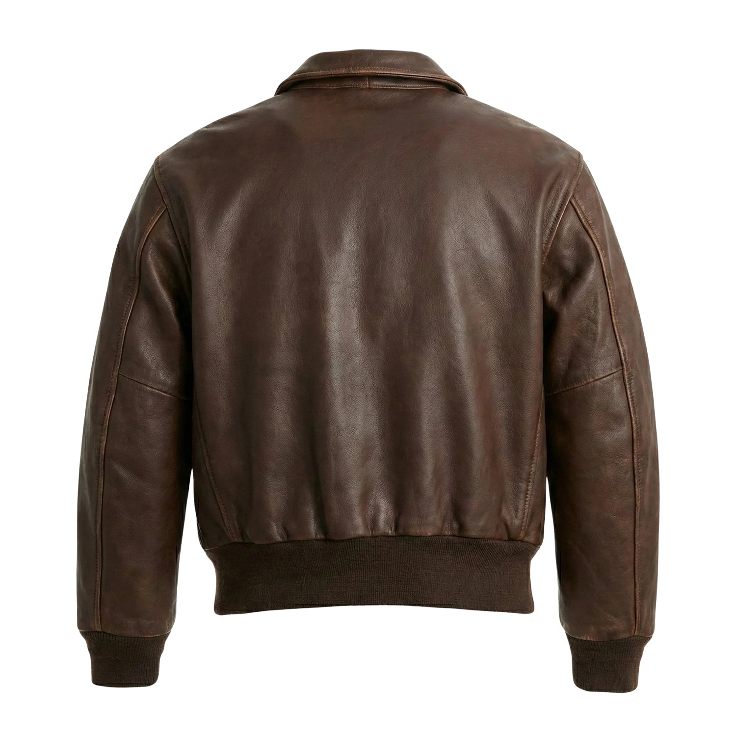Men's Bomber Distressed Finish Vintage Brown Leather Jacket (Back)