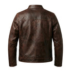 Men's Cafe Racer Asymmetric Zip Premium Leather Jacket (Back)