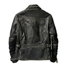 Men's Cafe Racer Distressed Finish Black Leather Jacket (Back)