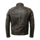 Men's Cafe Racer Distressed Finish Brown Leather Jacket (Back)