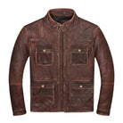 Men's Cafe Racer Distressed Finish Cowhide Leather Jacket
