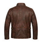 Men's Cafe Racer Distressed Finish Cowhide Leather Jacket (Back)