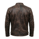 Men's Cafe Racer Distressed Leather Brown Leather Jacket (Back)