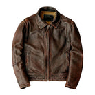 Men's Cafe Racer Vintage Patina Brown Leather Jacket