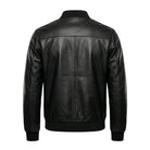 Men's Moto Distressed Finish Black Leather Jacket (Back)