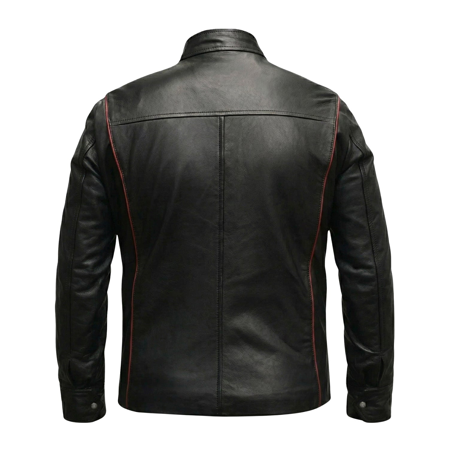 Men's Moto N7 Styling Black Leather Jacket (Back)