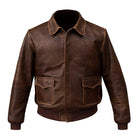 Men's Aviator A-2 Bomber Brown Leather Jacket