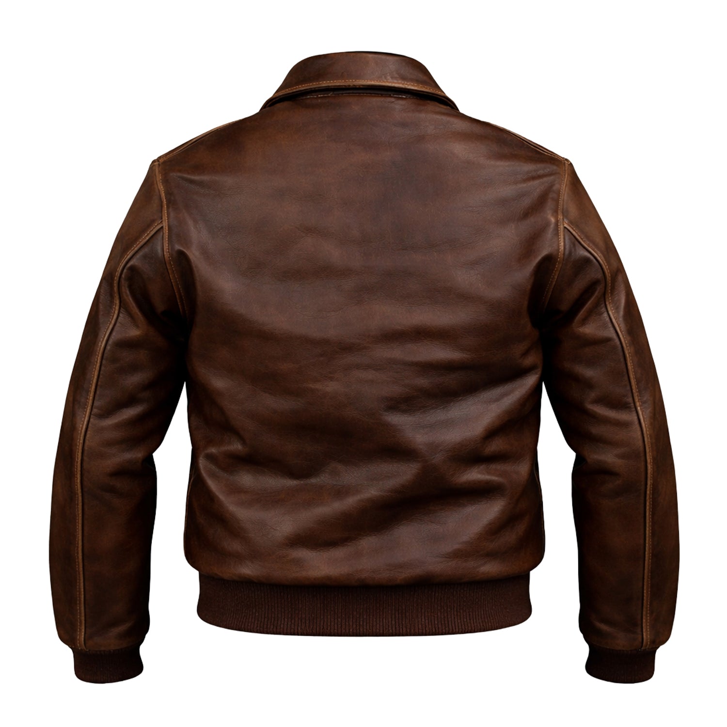 Men's Aviator A-2 Bomber Brown Leather Jacket (Back)