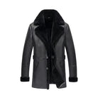 Men's Aviator Plush Shearling Lining Black Trench Coat
