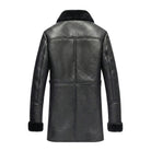 Men's Aviator Plush Shearling Lining Black Trench Coat (Back)