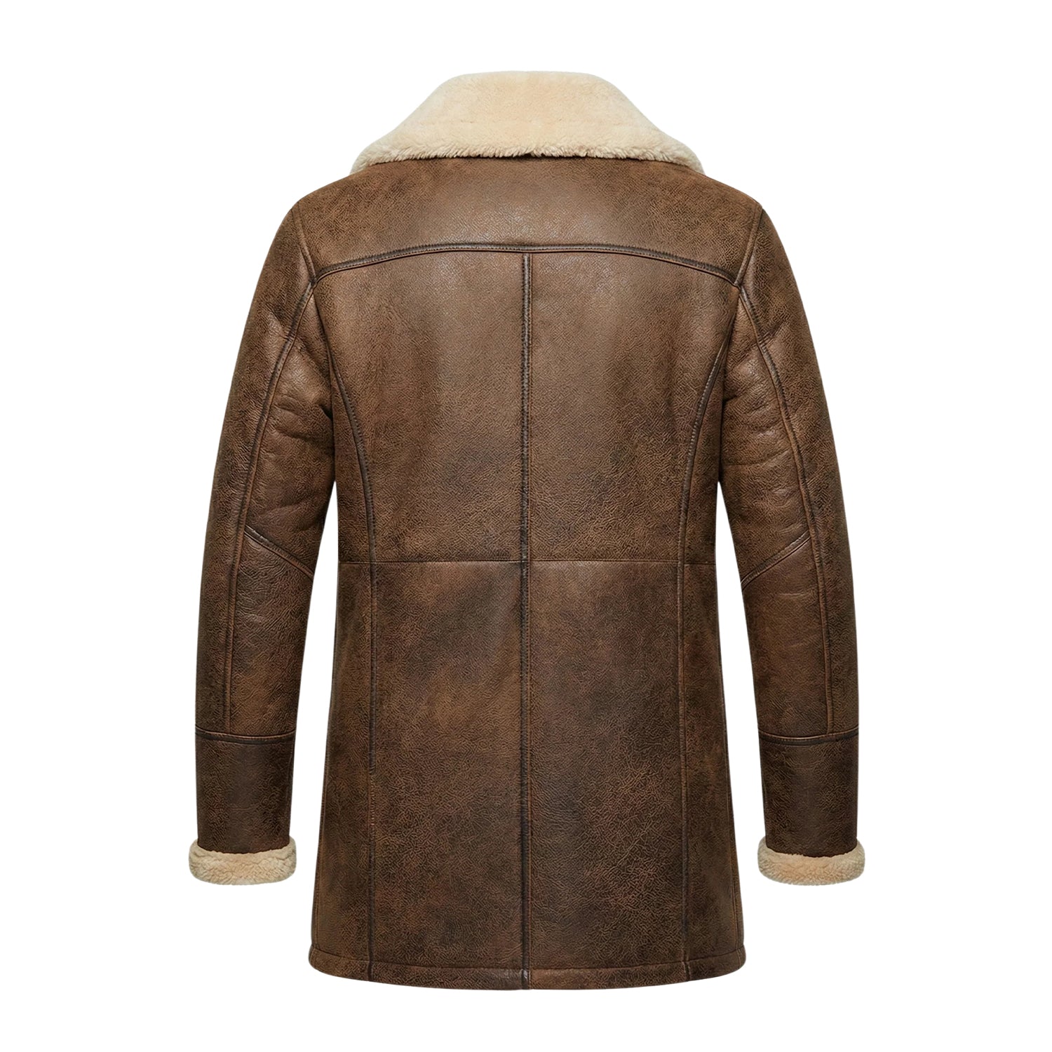 Men's Aviator RAF B3 Design Brown Trench Coat (Back)