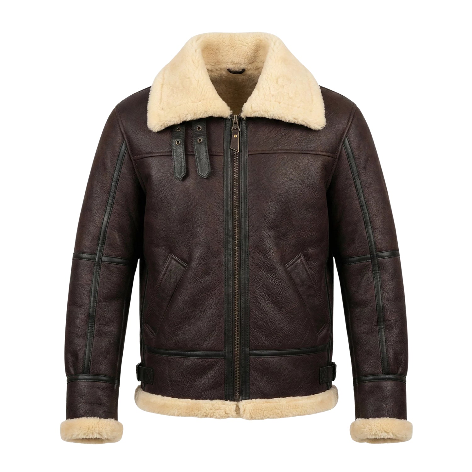 Men's Aviator Shearling Lined Brown Shearling Jacket