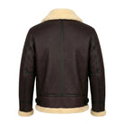Men's Aviator Shearling Lined Brown Shearling Jacket (Back)