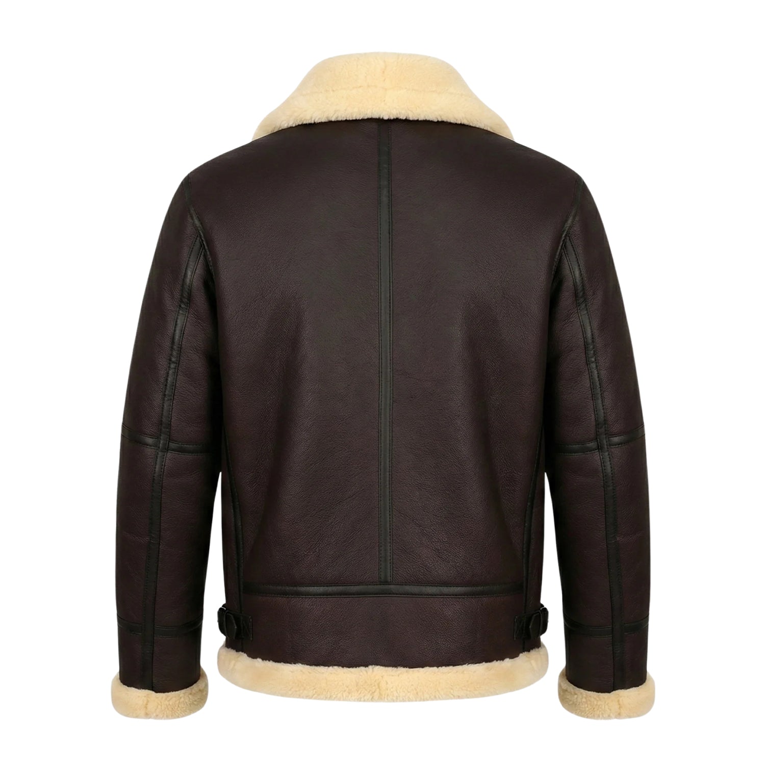 Men's Aviator Shearling Lined Brown Shearling Jacket (Back)