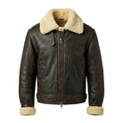 Men's B3 Flight Adjustable Waist Straps Brown Shearling Jacket