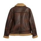Men's B3 Flight Distressed Leather Brown Shearling Jacket (Back)