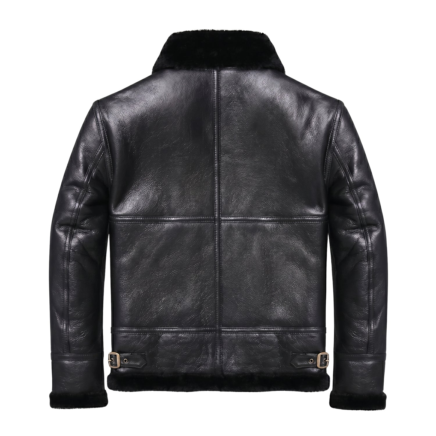 Men's B3 Flight RAF Flight Black Shearling Jacket (Back)
