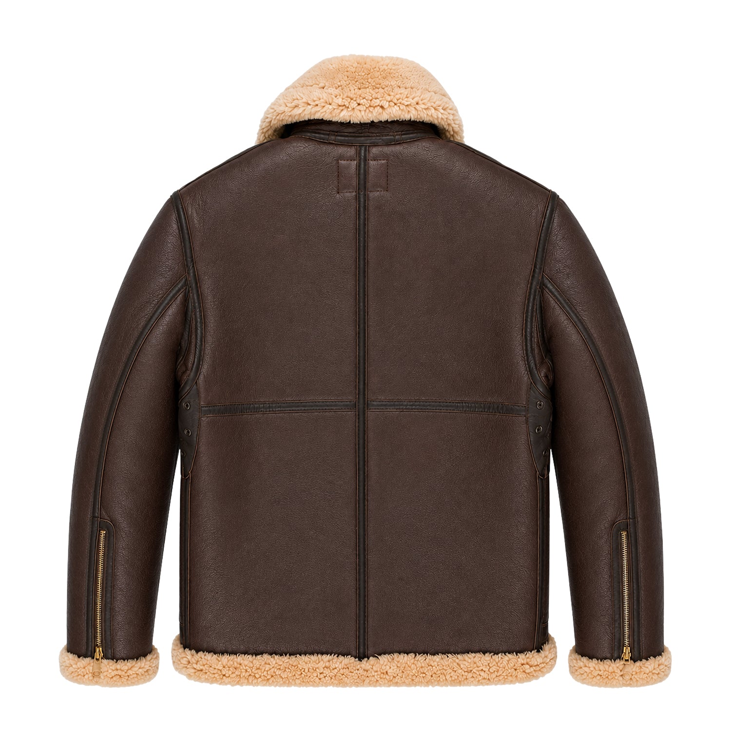 Men's B3 Flight Shearling Fur Lining Brown Leather Shearling Jacket (Back)