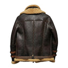 Men's B3 Flight Vintage Bomber Look Brown Shearling Jacket (Back)