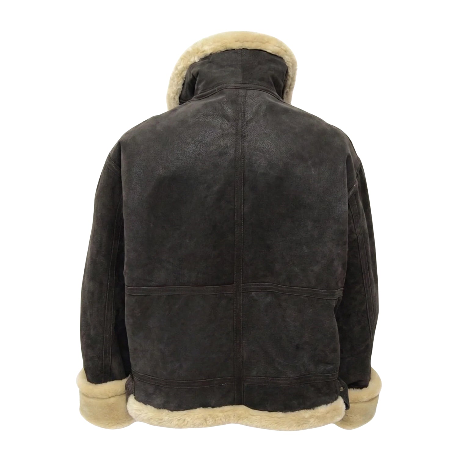 Men's B3 Flight Wide Shearling Collar Brown Shearling Jacket (Back)