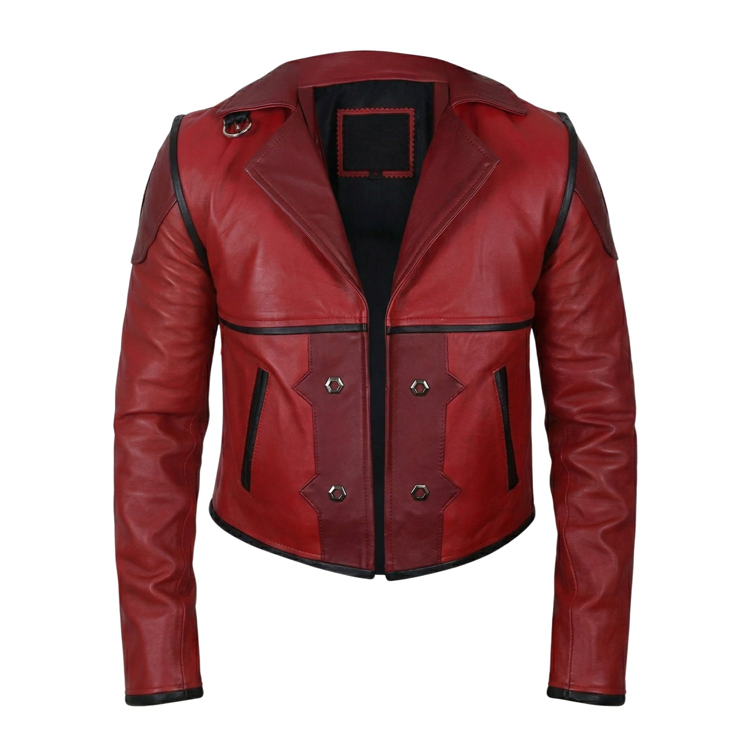 Men's Biker Cosplay Design Red Leather Jacket
