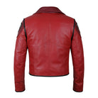 Men's Biker Cosplay Design Red Leather Jacket (Back)
