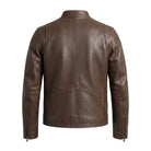 Men's Biker Distressed Vintage Brown Leather Jacket (Back)