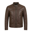 Men's Biker Motorcycle Brown Leather Jacket